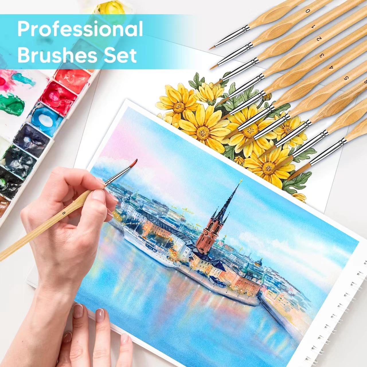 5PC Miniature Paint Brush for Fine Detailing, Detail Paint Brushes, Small Painting Brushes for Art, Crafts, Acrylic, Watercolor, Model, Face, Paint by Number, Figurine(Black)