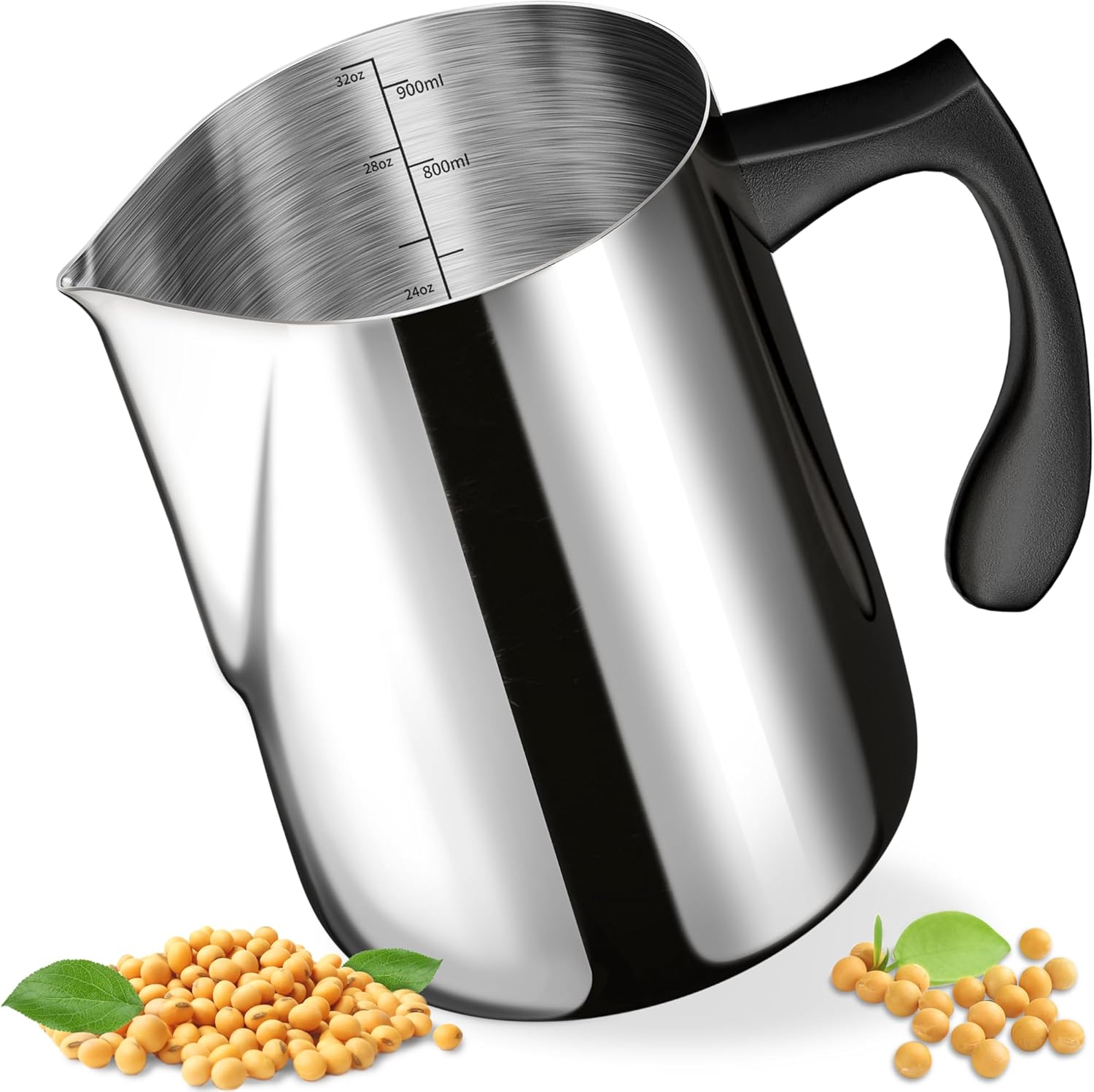 CasaCulina Candle Making Pouring Pot, 32oz Stainless Steel Wax Melting Pot with Heat-Resistant Handle, Double Boiler Candle Making Pitcher with Dripless Pouring Spout Design
