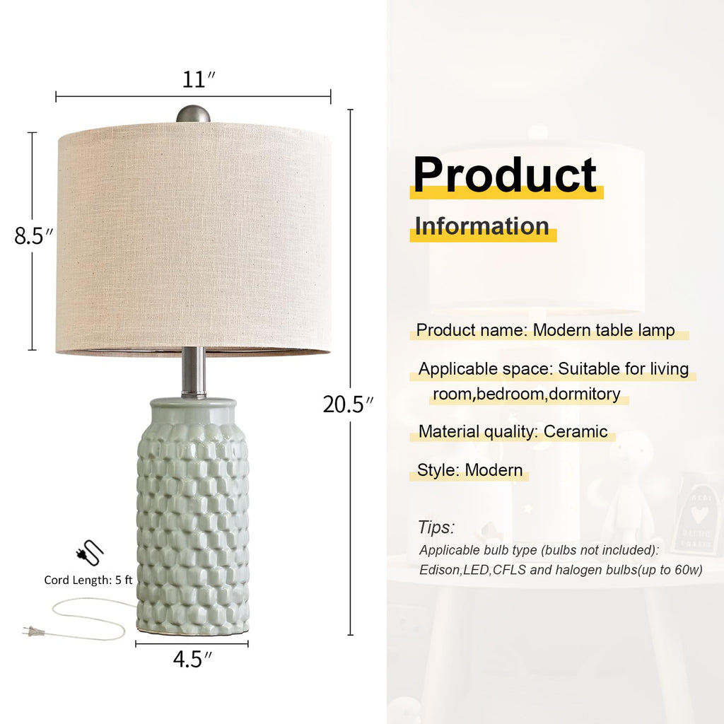 USumkky 20.5" Gold Modern Ceramic Bedside Lamp Set of 2 for Bedroom Decor Farmhouse Table Lamp for Living Room Office Dorm