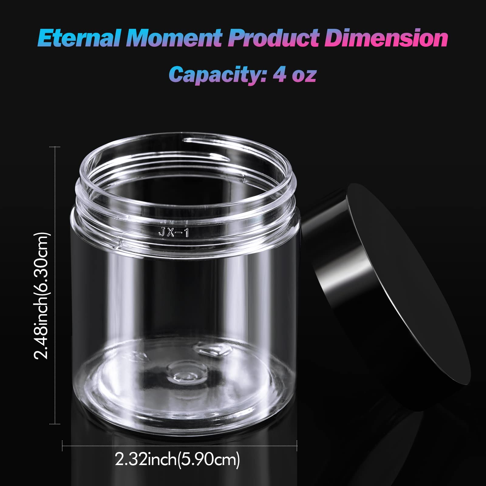 Eternal Moment 36 Pack 1 OZ Plastic Jars Round Clear Cosmetic Container Jars with Lids, Perfect for Lotion, Cream, Ointments, Makeup, Eye Shadow, Rhinestone, Samples, Pot, Travel Storage
