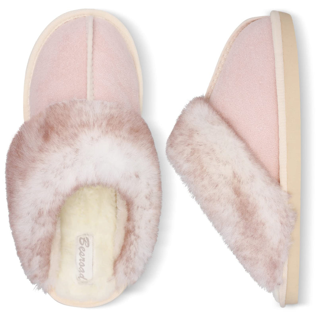 Besroad Winter Fuzzy House Slippers Sandals Plush Faux Fur Fluffy Flats Slippers Warm Slide Shoes for Women