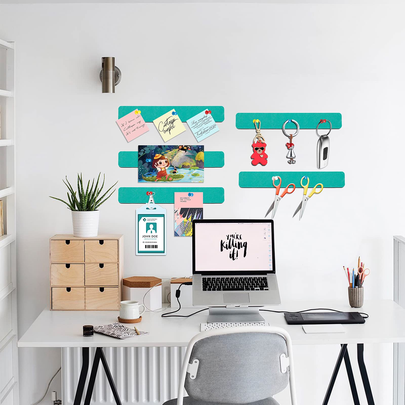 Felt Bulletin Board, 15.7''X 11.8'' corkboard Pin Board for Bedrooms Offices Home Wall Decoration, Self Adhesive Cork Board with 35 Push Pins for Paste Notes, Photos, Schedules (2 Pack)
