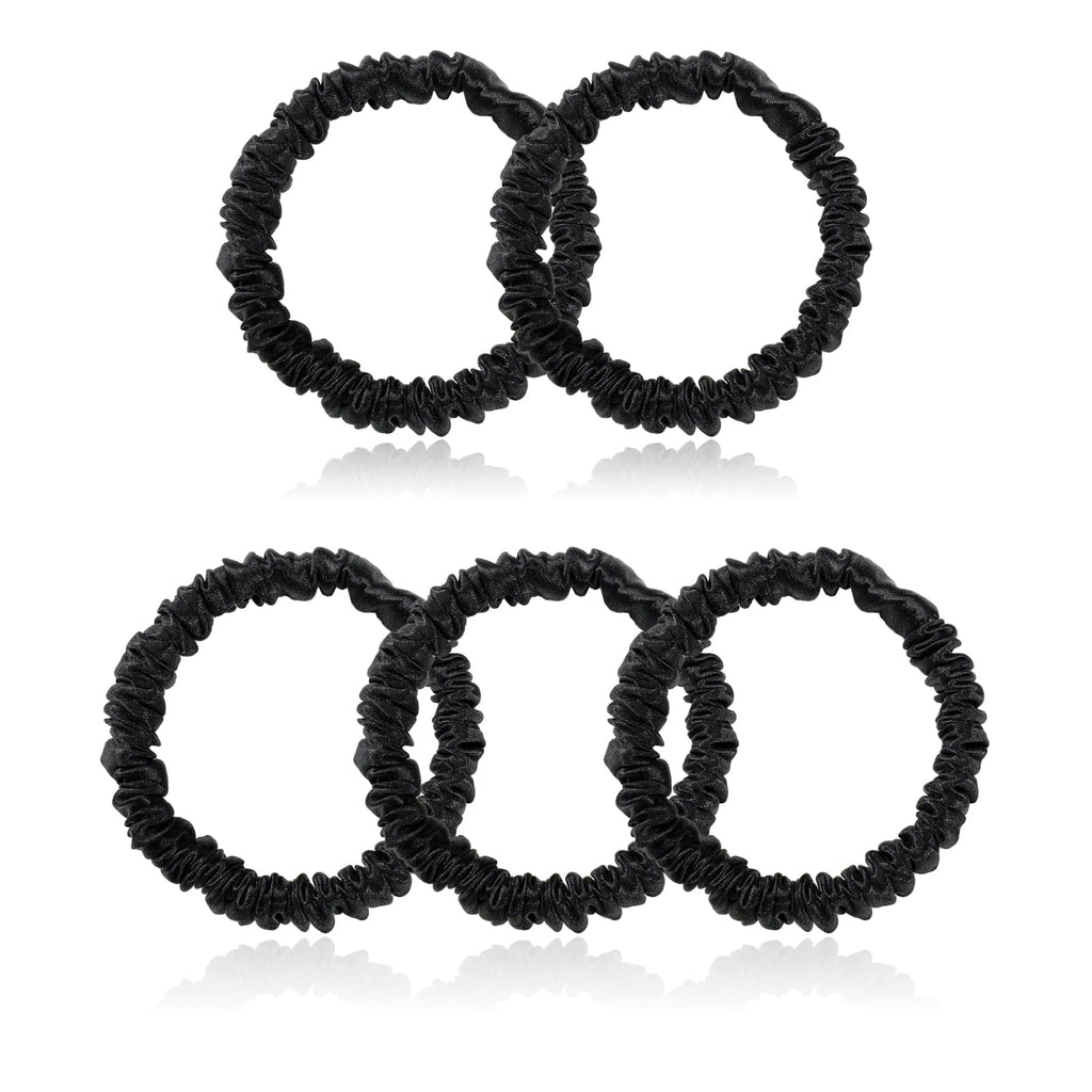 Silk Scrunchies for Hair 100% Mulberry Silk Hair Ties（Silver gray, Dark gray, Pink）