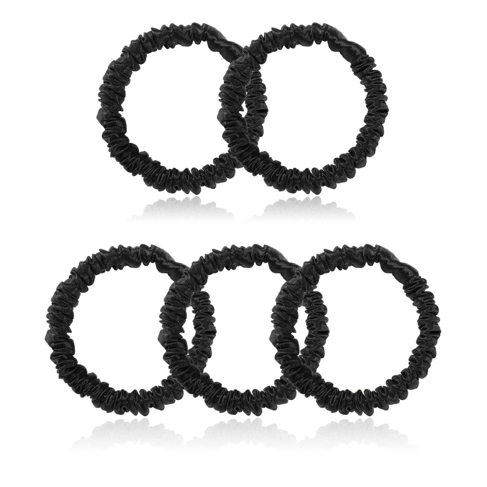 Silk Scrunchies for Hair 100% Mulberry Silk Hair Ties（Silver gray, Dark gray, Pink）