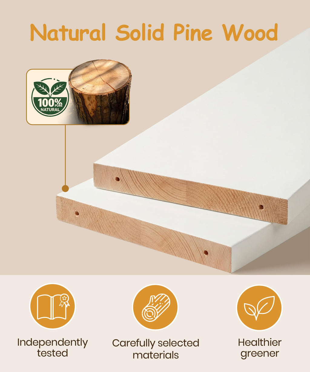Nursery Book Shelves for Wall Set of 3, Natural Wood Bookshelves Wall Decor, Small Floating Shelf Organizer for Kids Room, Bedroom, Kitchen Spice Rack
