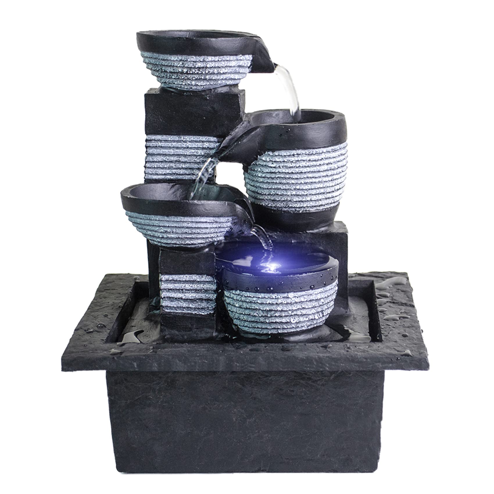 Ferrisland Tabletop Water Fountain, Zen Meditation Indoor Waterfall Fountain, Heart Shape Decoration with LED Light for Home Office Bedroom Relaxation Decor, Gift Ideas