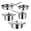 Stainless Steel pots and pans set, 6 Piece Nonstick Induction Kitchen Cookware Set, Works with Induction/Electric and Gas Cooktops, Nonstick, Oven Safe, Camping Cookware