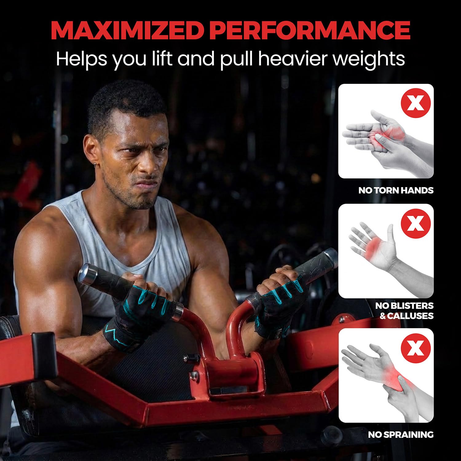 MhIL Workout Gloves for Men – Comfortable Gym Gloves for Men with Enhanced Grip for Safety and Hand Protection – Weight Lifting Protection with Wrist Wraps Support for Performance Boost and Style