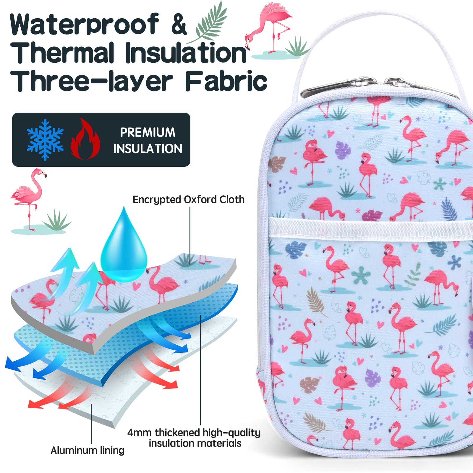 Yelocota Small Insulated Lunch Bag- Snack Bag- Mini Cooler Bag with Handle for Travel,Work,School(Storage Space below 20oz)- Also Suitable for Pairing with Food Jar