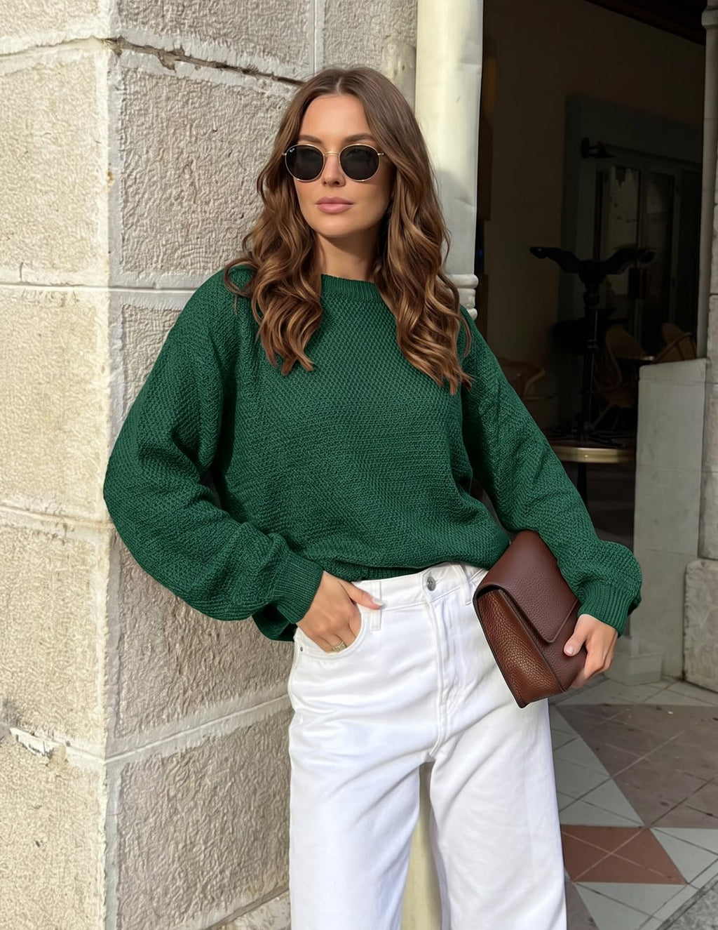 MEROKEETY Sweaters for Women Fall Winter 2026 Oversized Pullover Spring Crew Neck Long Sleeve Heathered Knit Tops
