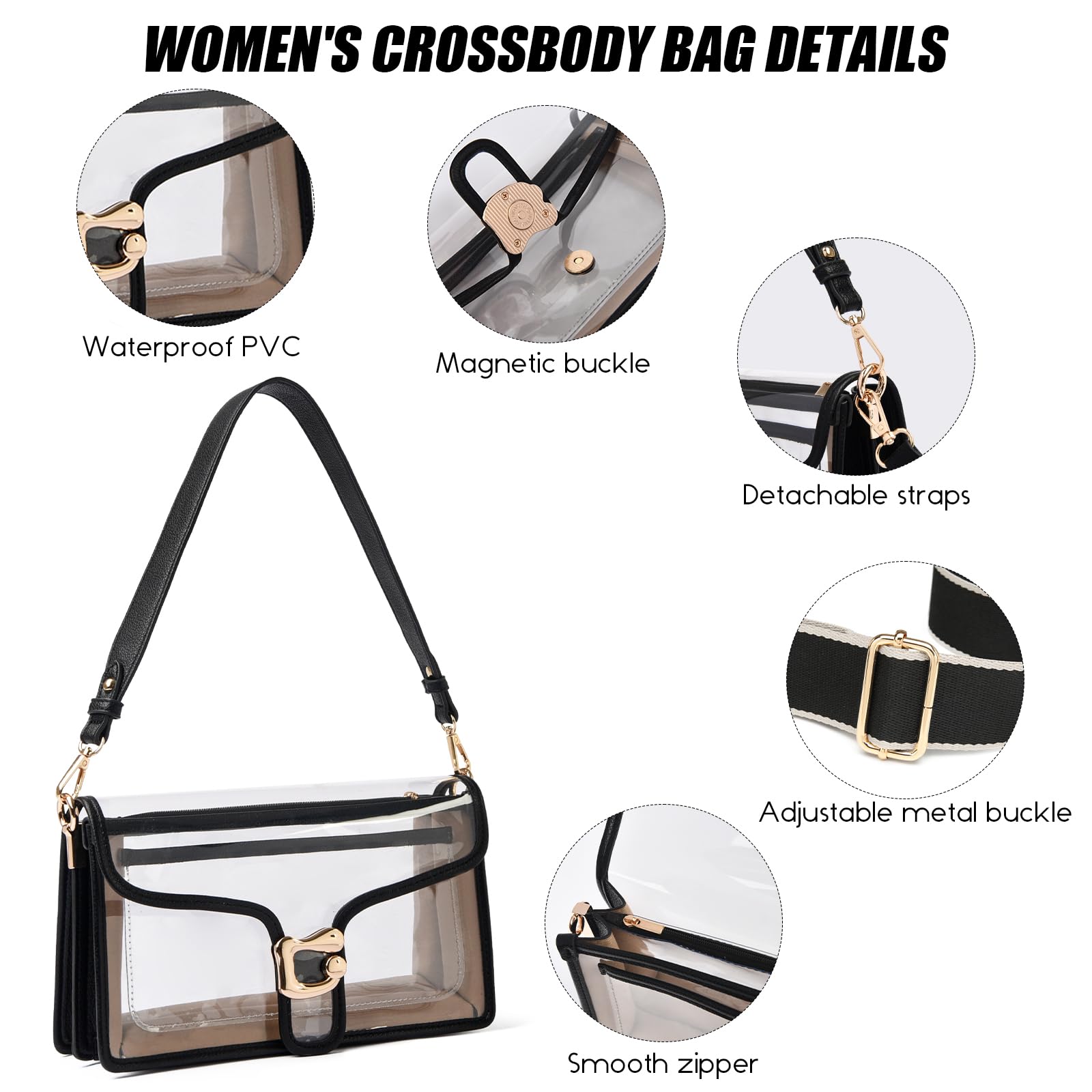 Travistar Crossbody Bags for Women Trendy - Small Cross Body Purse Shoulder Bag Leather Handbags Evening Clutch with 2 Straps | 2 detachable straps
