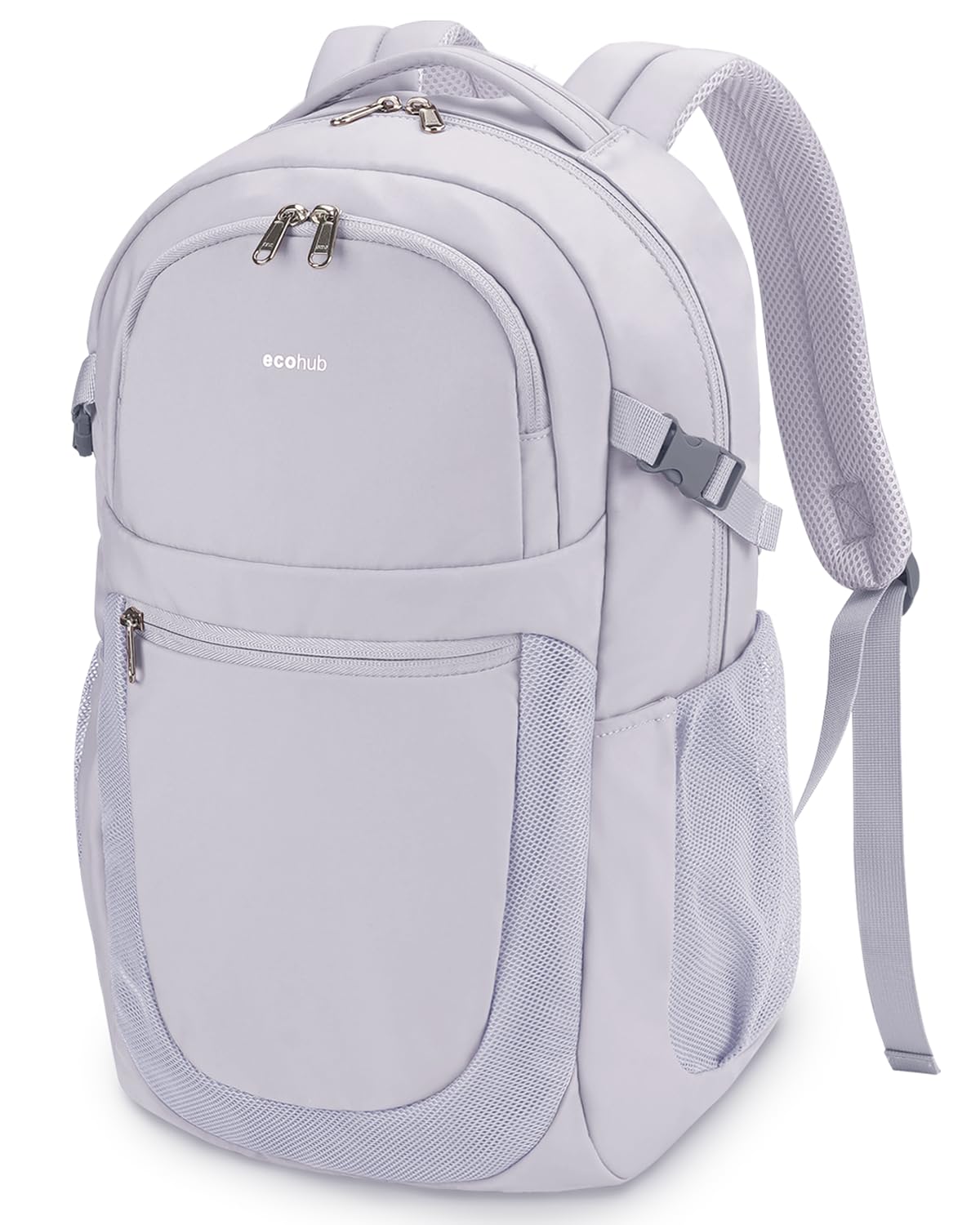 ECOHUB Travel Backpack for Women, 17.3 inch Suspended Laptop Backpack, Fashion Slim Water-Resistant College Computer Bookbag, 28L Personal Item Bag with 12 Pockets for Causal, Work, Beige