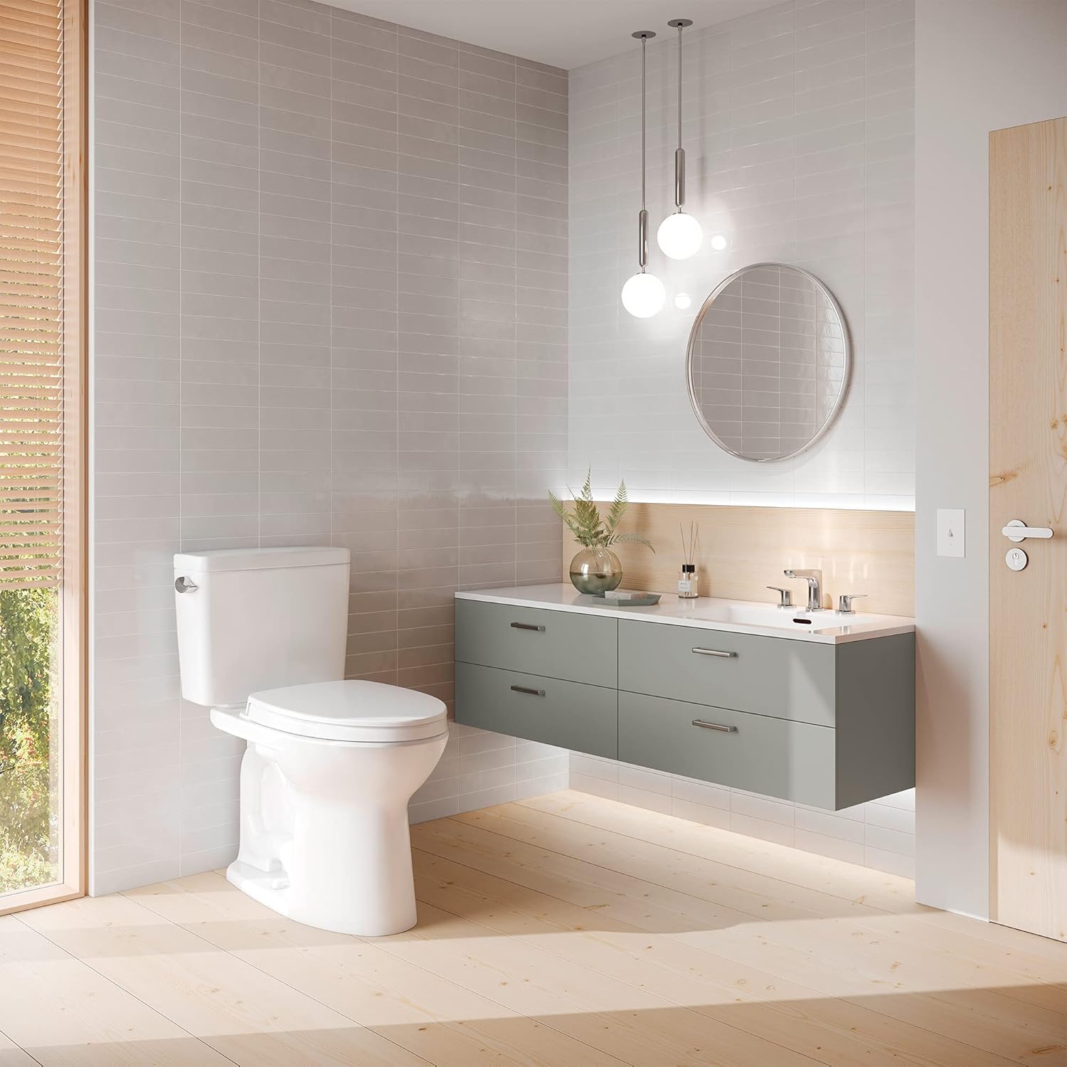 TOTO® Drake® Two-Piece Elongated 1.28 GPF Universal Height TORNADO FLUSH ® Toilet with 10 Inch Rough-In, CEFIONTECT®, and SoftClose® Seat, WASHLET®+ Ready, Cotton White - MS776124CEFG.10#01