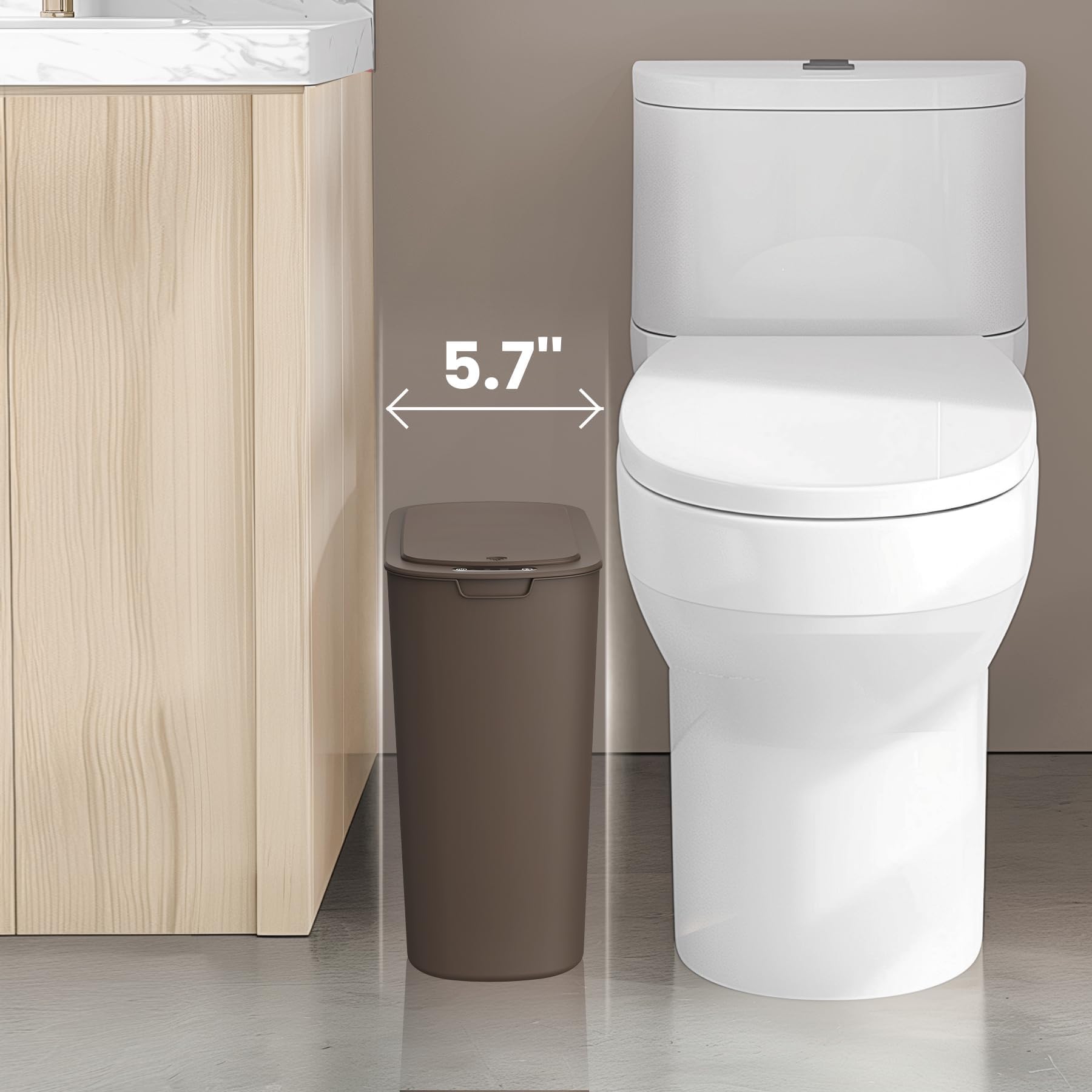 Cesun Automatic Motion Sensor Black Bathroom Trash Can with Lid, 2.6 Gallon Touchless Trash Bin, Smart Plastic Slim Garbage Can Small Wastebasket for Toilet, Office, rv, Bedroom, Living Room