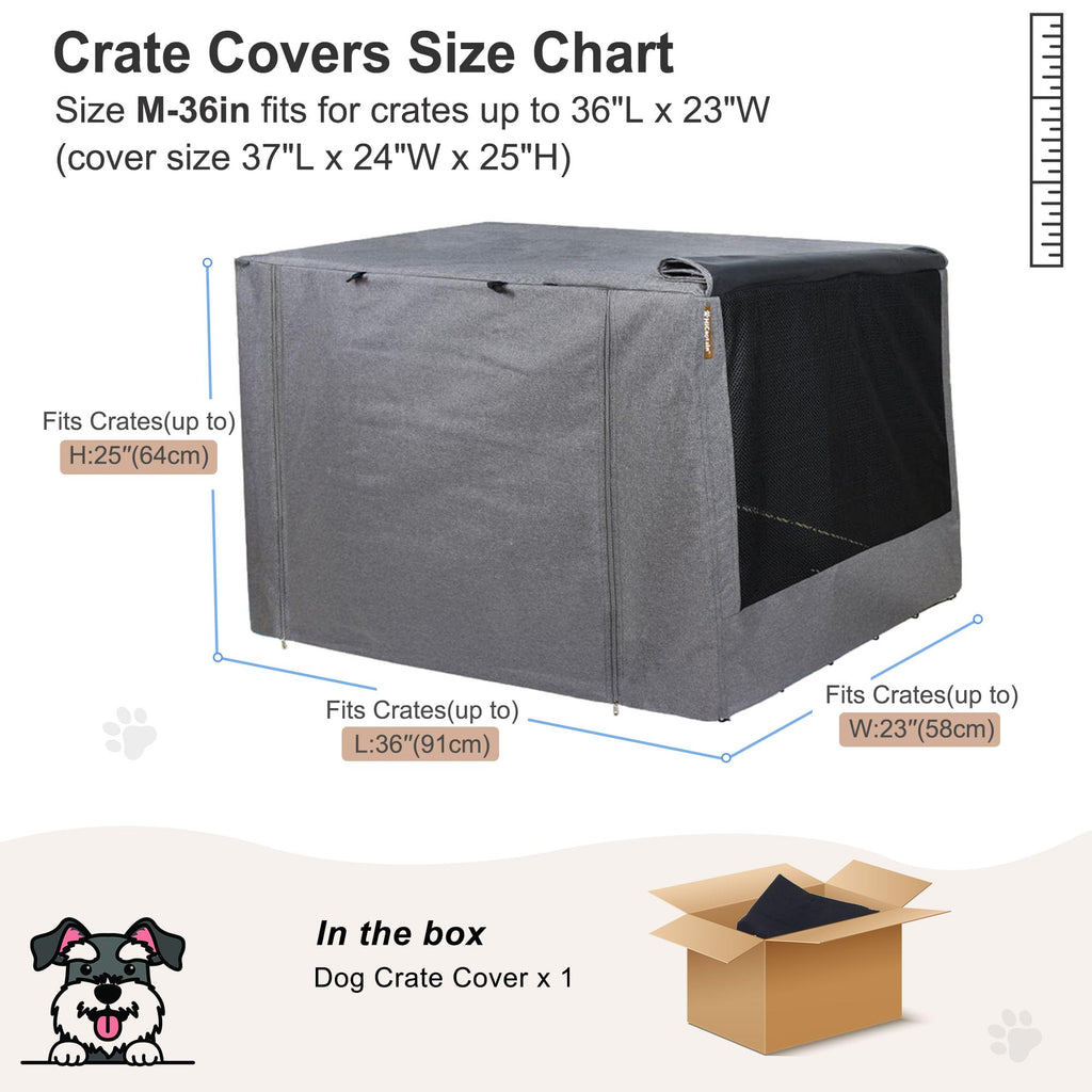 HiCaptain Dog Crate Cover 24.0" L x 18.0" W x 20.0" H with Breathable Mesh, Durable Heavy Duty Kennel Cover, Dual Zippered Panels, Windproof Waterproof UV-Resistant(Beige)