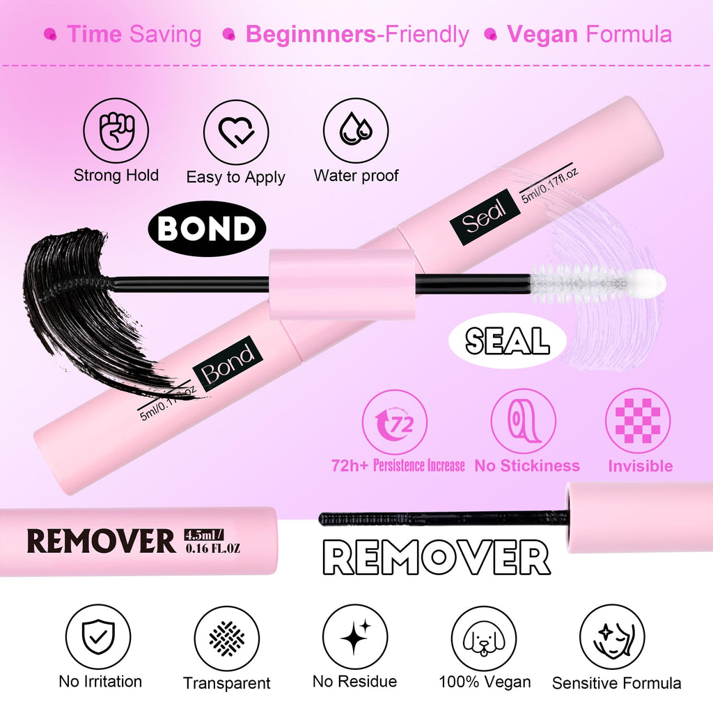 Pawotence Lash Extension Kit DIY 280pcs Individual Lash Clusters Kit 20D&30D Natural 9-15mm Cluster Eyelash Extensions Kit with Lash Bond and Seal, Tweezers for Self Use (20D&30D, 0.07D, 9-15mm, Kit)