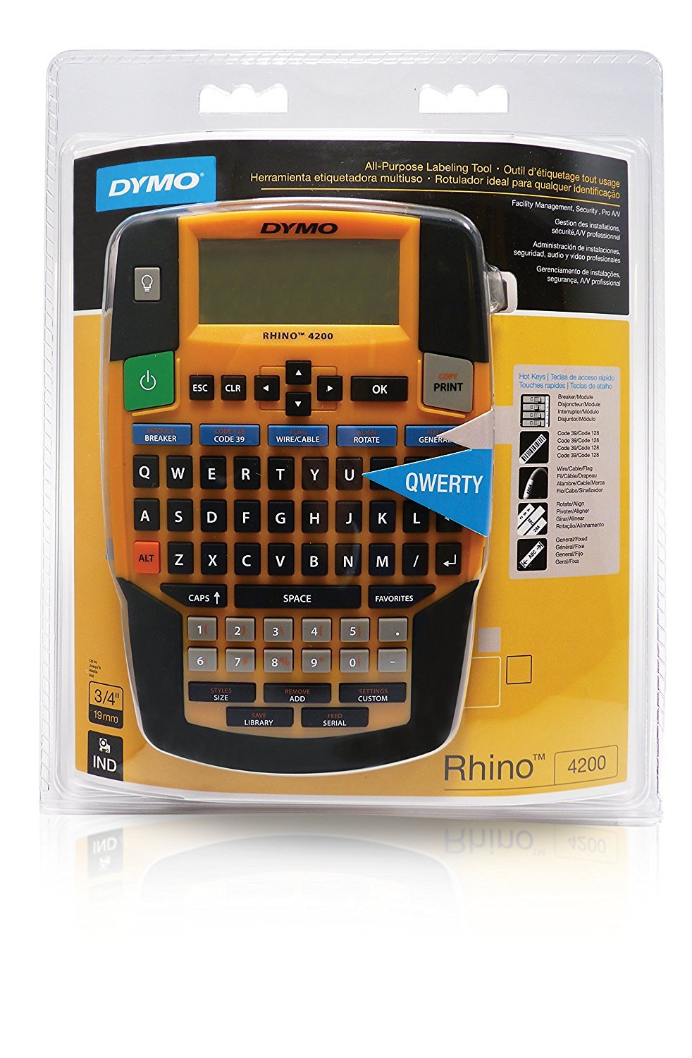 DYMO Rhino 4200 Industrial Label Maker Carry Case Kit with 1 Roll of 1/2" All-Purpose Vinyl Labels, Black on White