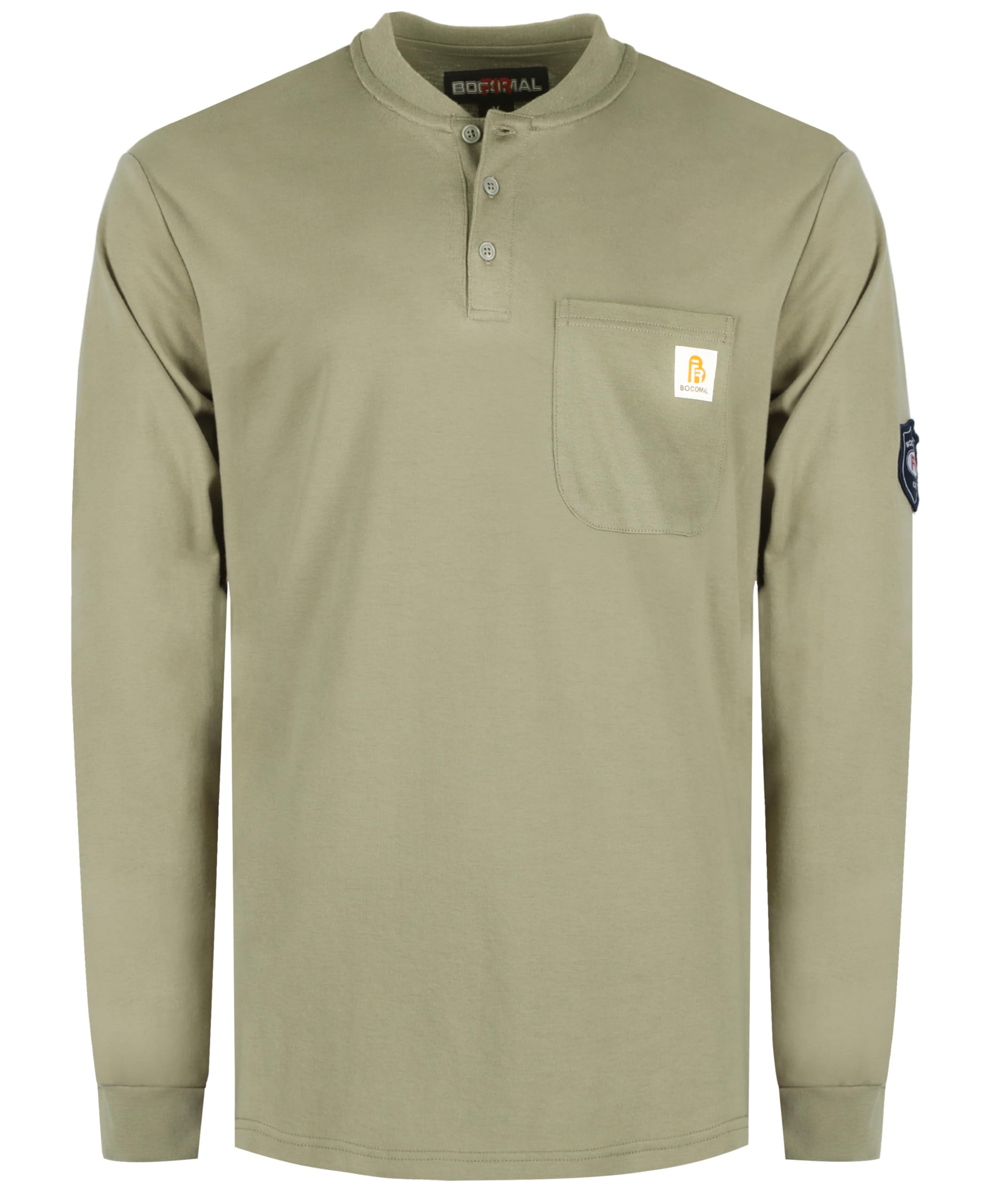BOCOMAL FR Shirts Flame Resistant Shirt 5.5oz 100% Cotton Light Weight CAT2 Fire Retardant Henley Shirts