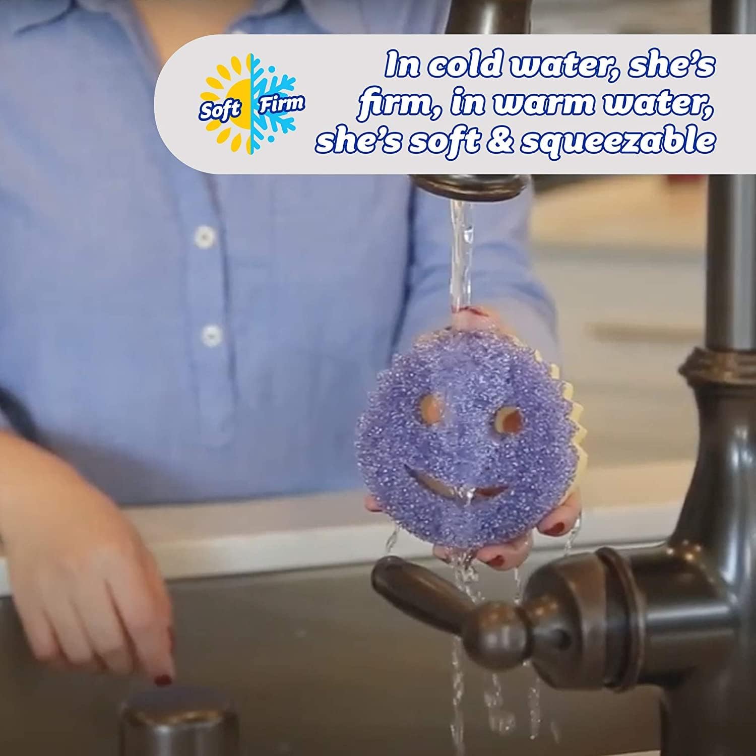 Scrub Daddy Dual Sided Sponge and Scrubber - Scrub Mommy - Scratch Free Sponge for Dishes and Home, Soft in Warm Water, Firm in Cold, Odor Resistant, Multi Surface 8 Count (Pack of 1)