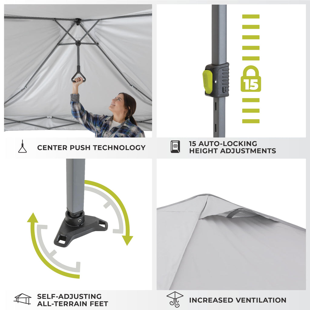 Core Instant Straight Leg Canopy Tent with Adjustable Sun Wall, 6 ft x 4 ft , Gray