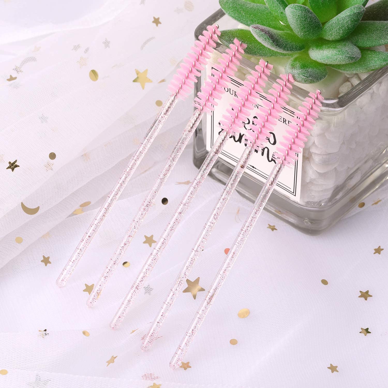 Tbestmax 500 Disposable Mascara Wands Eyelash Brush Spoolies for Eyebrow Eye Lash Extension, Makeup Brushes Applicators Kits - 5 Colors