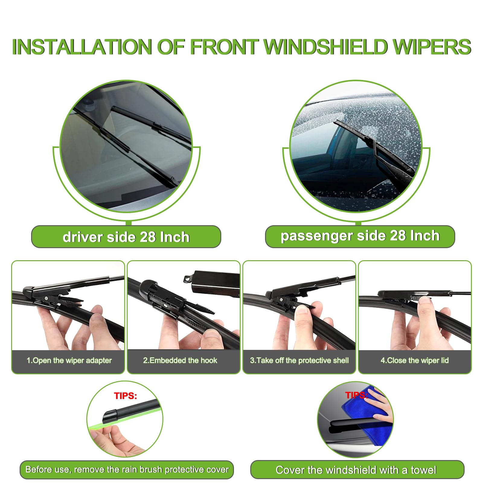 PARRATI® Windshield Wipers for Jeep Wrangler 2007-2017/Wrangler JK 2008-2018,15"+15" Front and 13" Rear,OEM Replacement Wiper Blades,Quiet & Streak-Free(Set of 3)