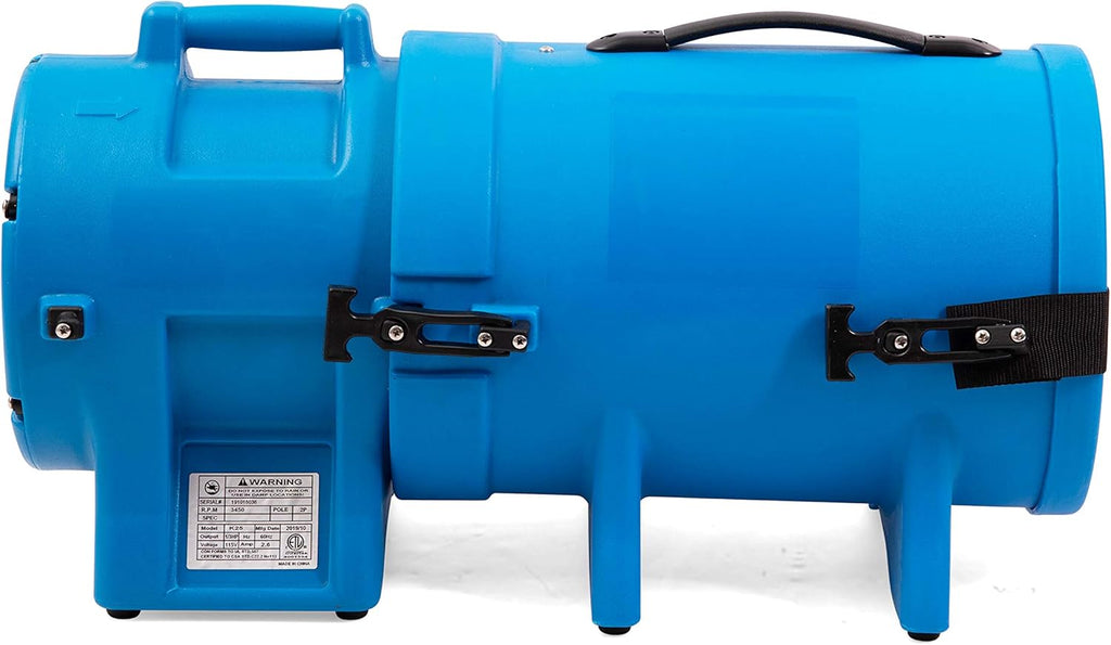 MOUNTO 8inch 1/3hp High Pressure Axial Blower Fan for Ventilation w/ 25ft Hoses and Canister