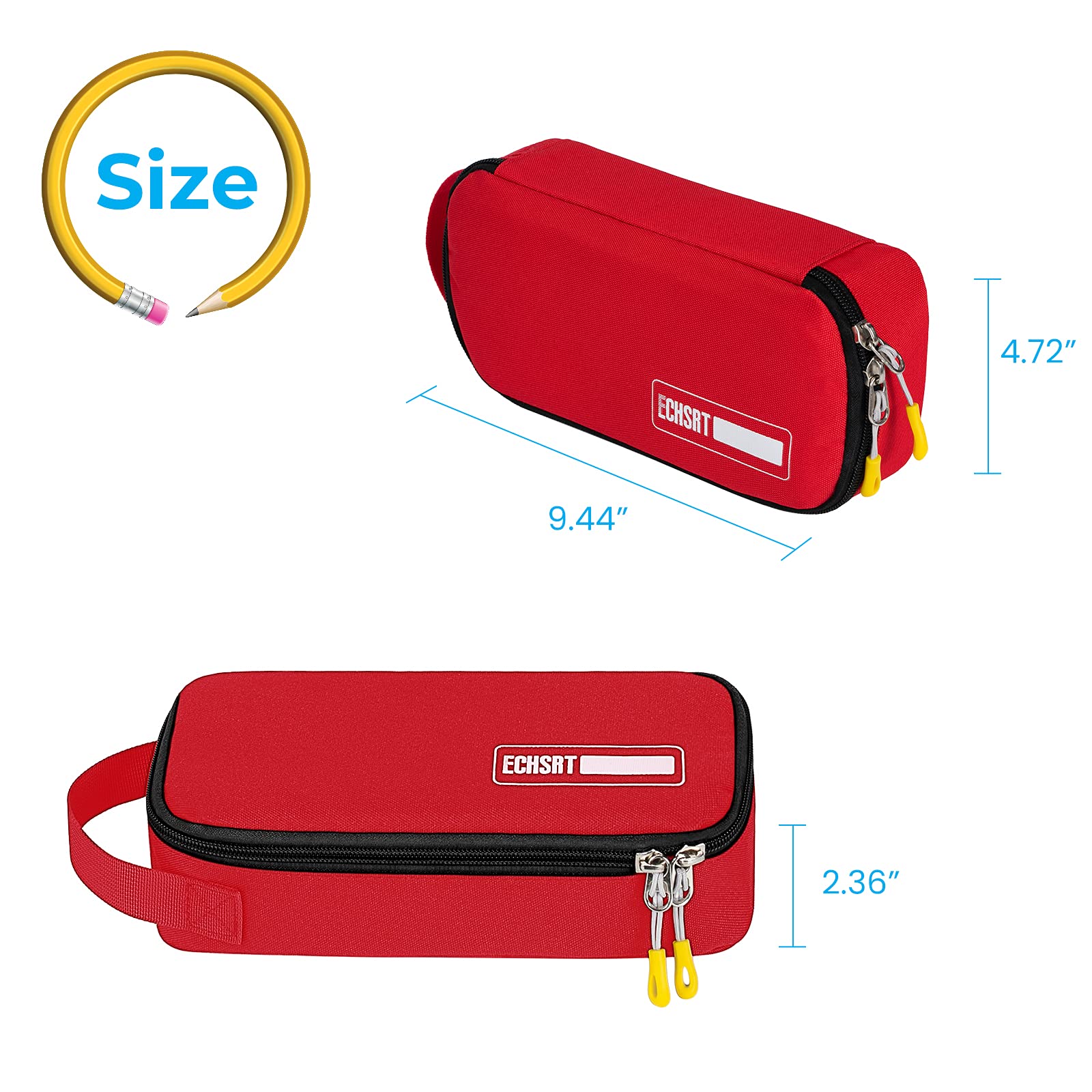 ECHSRT Large Pencil Case, Aesthetic Pen Pouch with Big Capacity, Minimalist Portable Stationery Bag with Handle for Office Organizer Aesthetic Pencil Cases