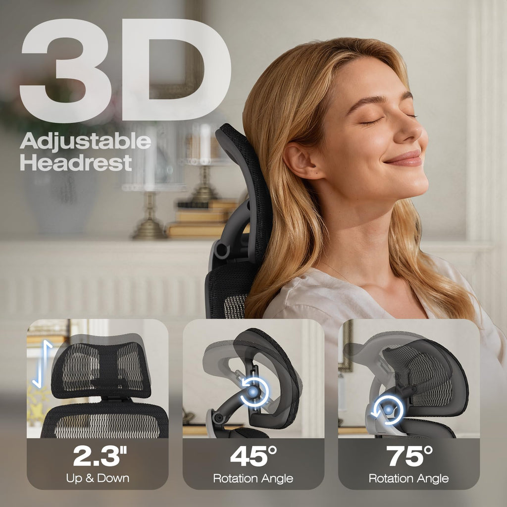 ELABEST X100 Ergonomic Office Chair with Footrest, Big and Tall Home Desk Chair with 5D Flip-Up Arms, Adjustable 3D Lumbar Support,High Back Rolling Computer Chair, Swivel Mesh Chairs (Coffee Break)