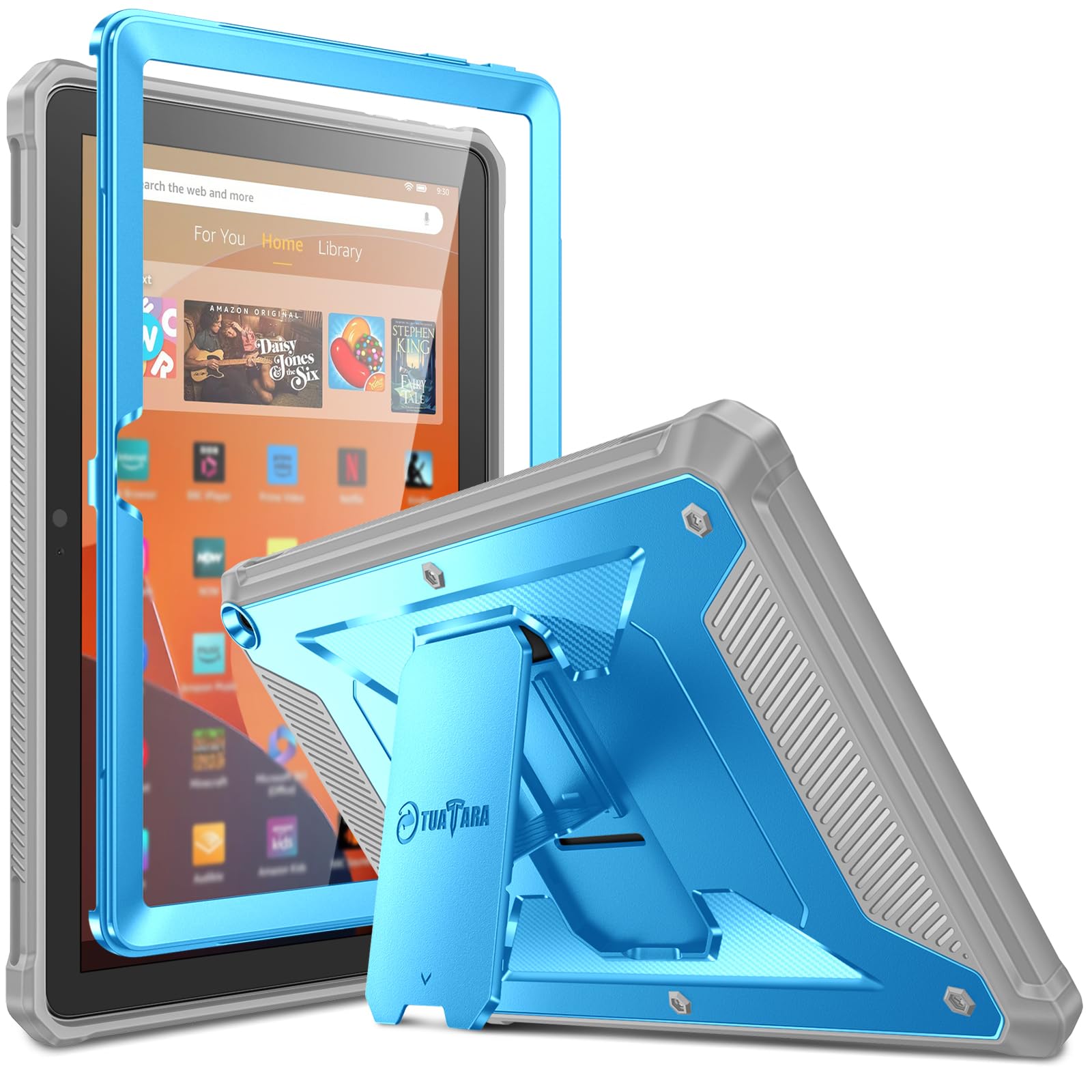 Fintie Shockproof Case for All-New Fire HD 10 Tablet (13th Generation 10.1", 2023 Release), [Tuatara] Rugged Unibody Hybrid Bumper Kickstand Cover with Built-in Screen Protector, Black