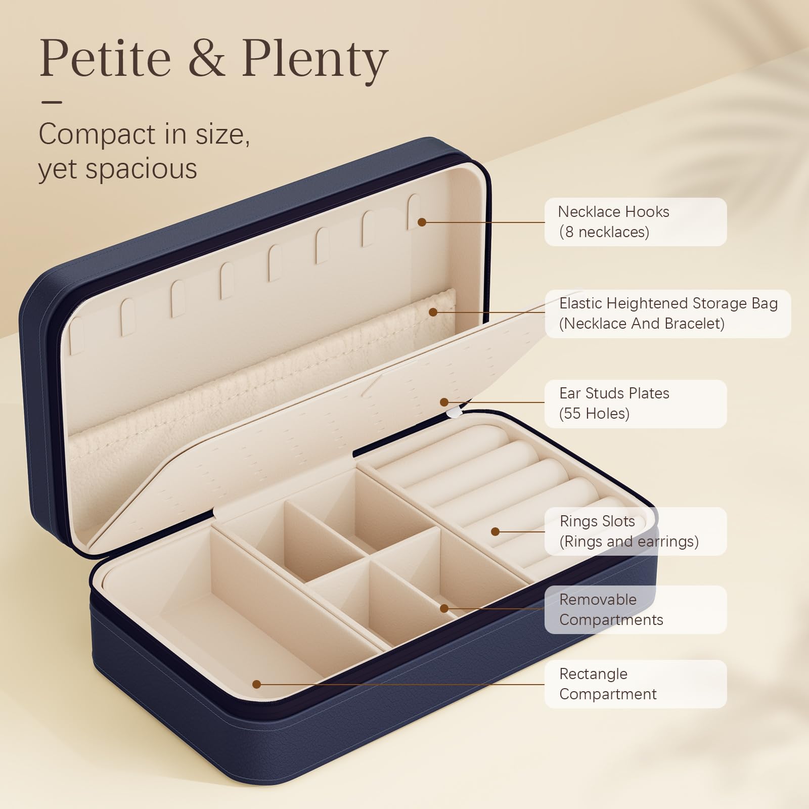 DesignSter Travel Jewelry Box, PU Leather Portable Jewelry Case, Small Jewelry Boxes for Gifts, Travel Jewelry Organizer for Women Rings Earrings Necklaces Bracelets (Avocado Green)