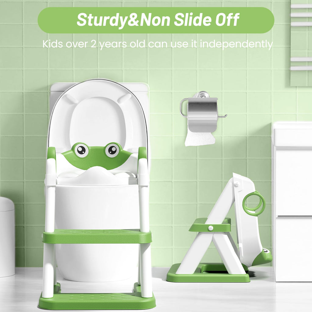 Potty Training Seat, Upgrade Toddler Toilet Seat for Kids Boys Girls, 2 in 1 Potty Training Toilet, Splash Guard Anti-Slip Pad Step Stool(Blue)