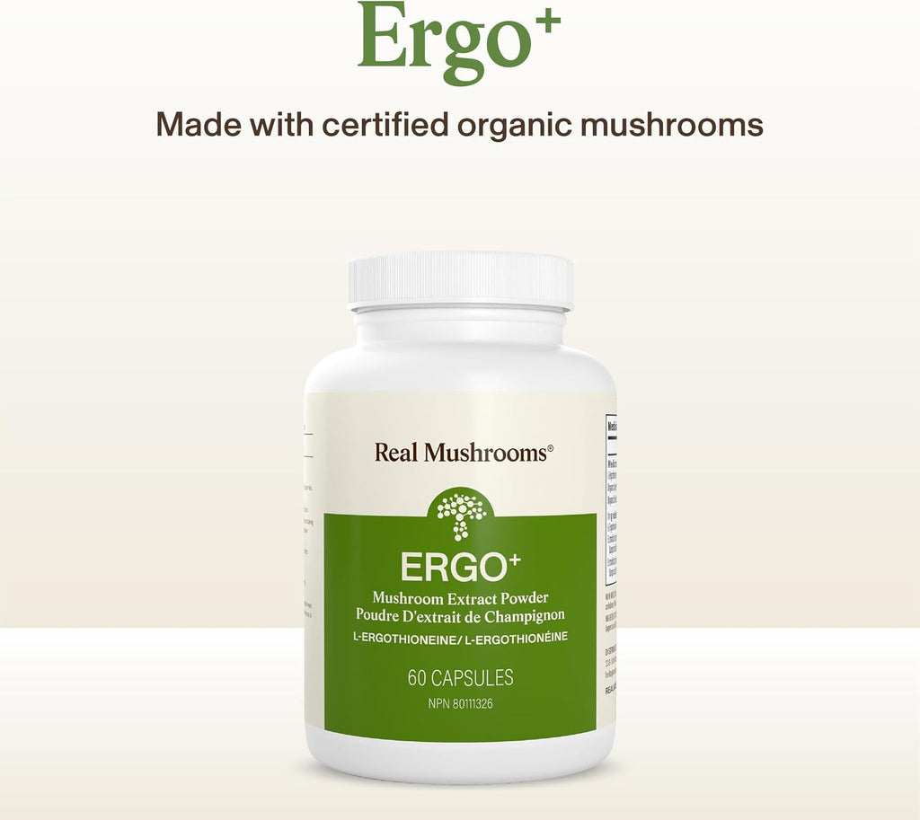 Real Mushrooms Ergothioneine Supplement – Golden Oyster Mushroom with Beta-Glucans – L-Ergothienine Extract Poweder – Organic, Vegan, Non-GMO, No Fillers – 60 Capsules Mushroom Supplement for Humans