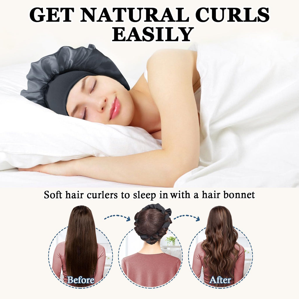 Gwabee Heatless Curls Overnight Hair Curler, 70" Soft Hair Curlers to Sleep In No Heat Curls Overnight, 9 PCS No Heat Curlers Set for Women - Blue