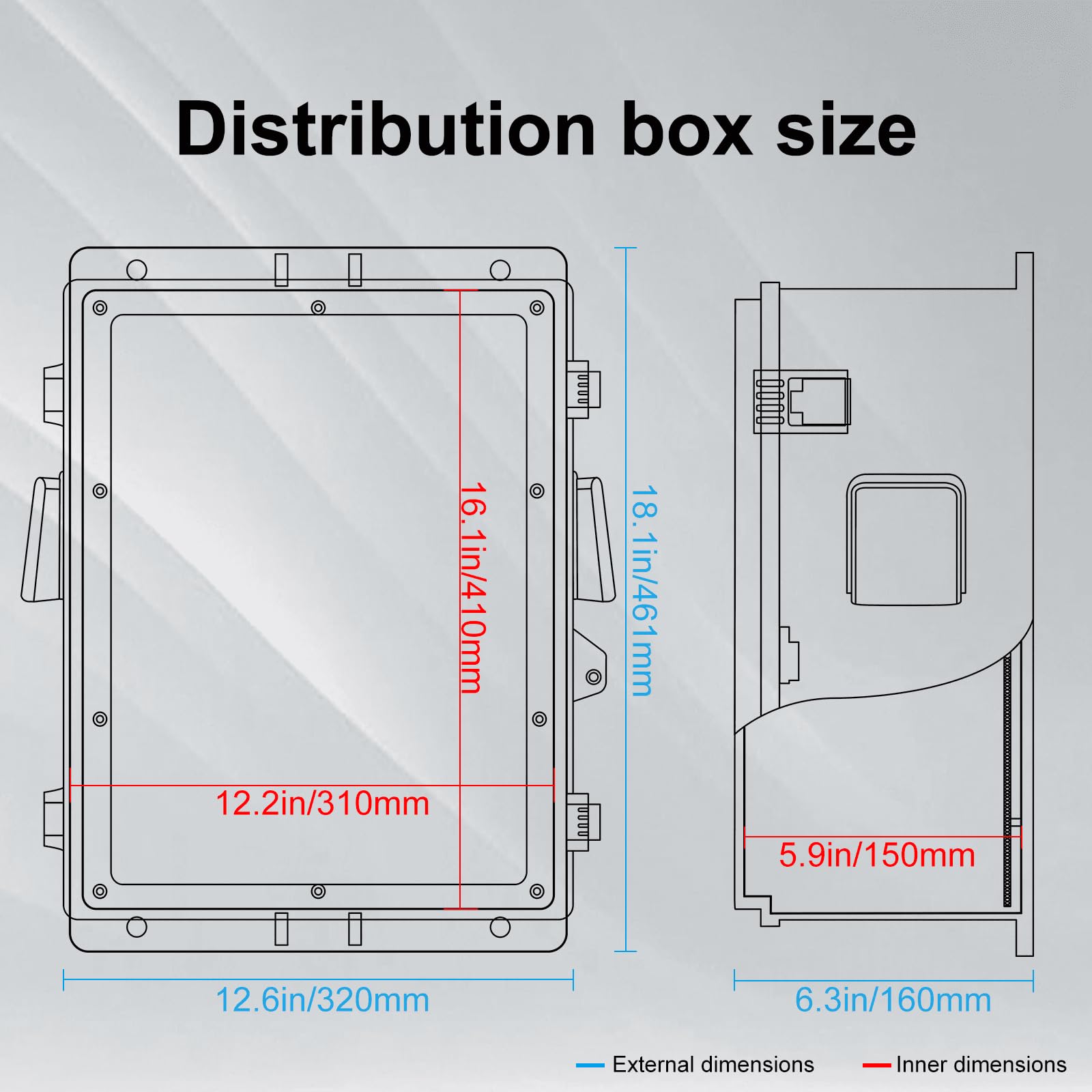 Namunanee Outdoor Electrical Junction Box, ABS Water Resistant Enclosure with Internal Mounting Panel & Hinged Cover, 9.2" H* 7" L* 4.6" W