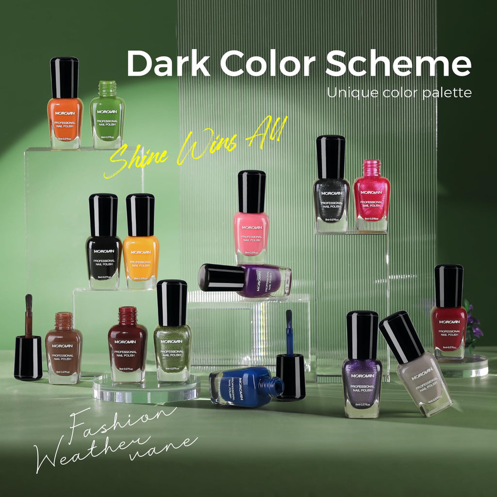 Morovan 15 Bright Color 0.27oz Air Quick Dry Long Lasting Nail Polish Gift Set for Women