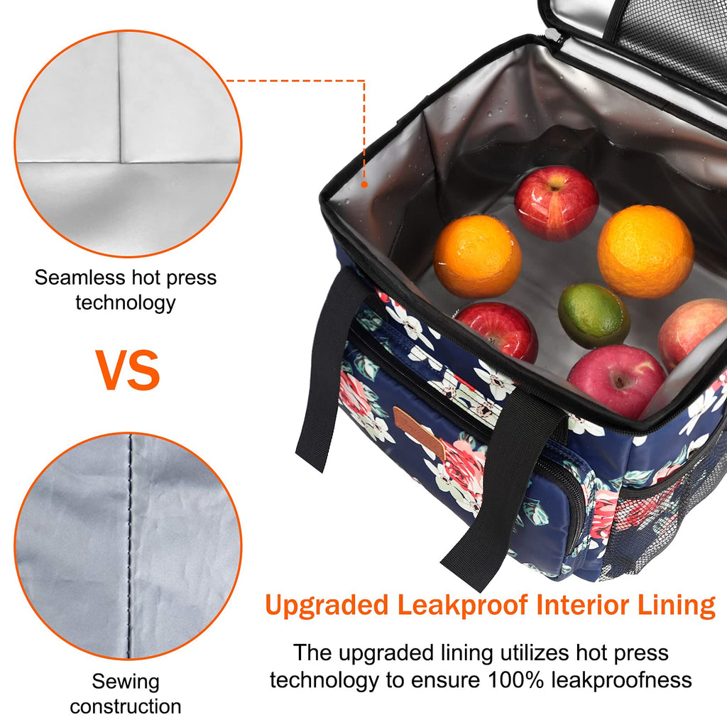 Femuar Lunch Bags for Women/Men, Insulated Lunch Bag for Work Office Picnic - Large Lunch Cooler Bag Leakproof Lunch Box with Adjustable Shoulder Strap for Adults - Grey (15L)