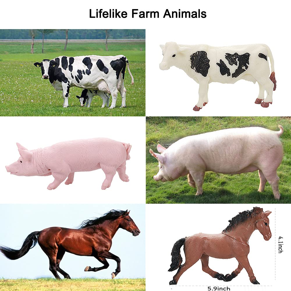 15 Pcs Mini Figures Toys Realistic Farm Animal Figurines, Plastic Learning Educational Playset Animal Themed Party Supplies Cake Topper Ornaments for Easter Egg Birthday Christmas