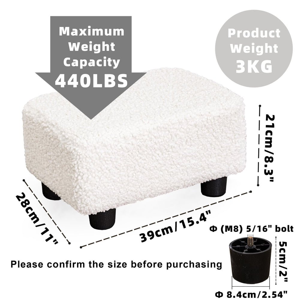 CAROLMADE Small Foot Stool Ottoman Footstool with Legs Under Desk Footrest for Living Room Bedroom and Office, Black