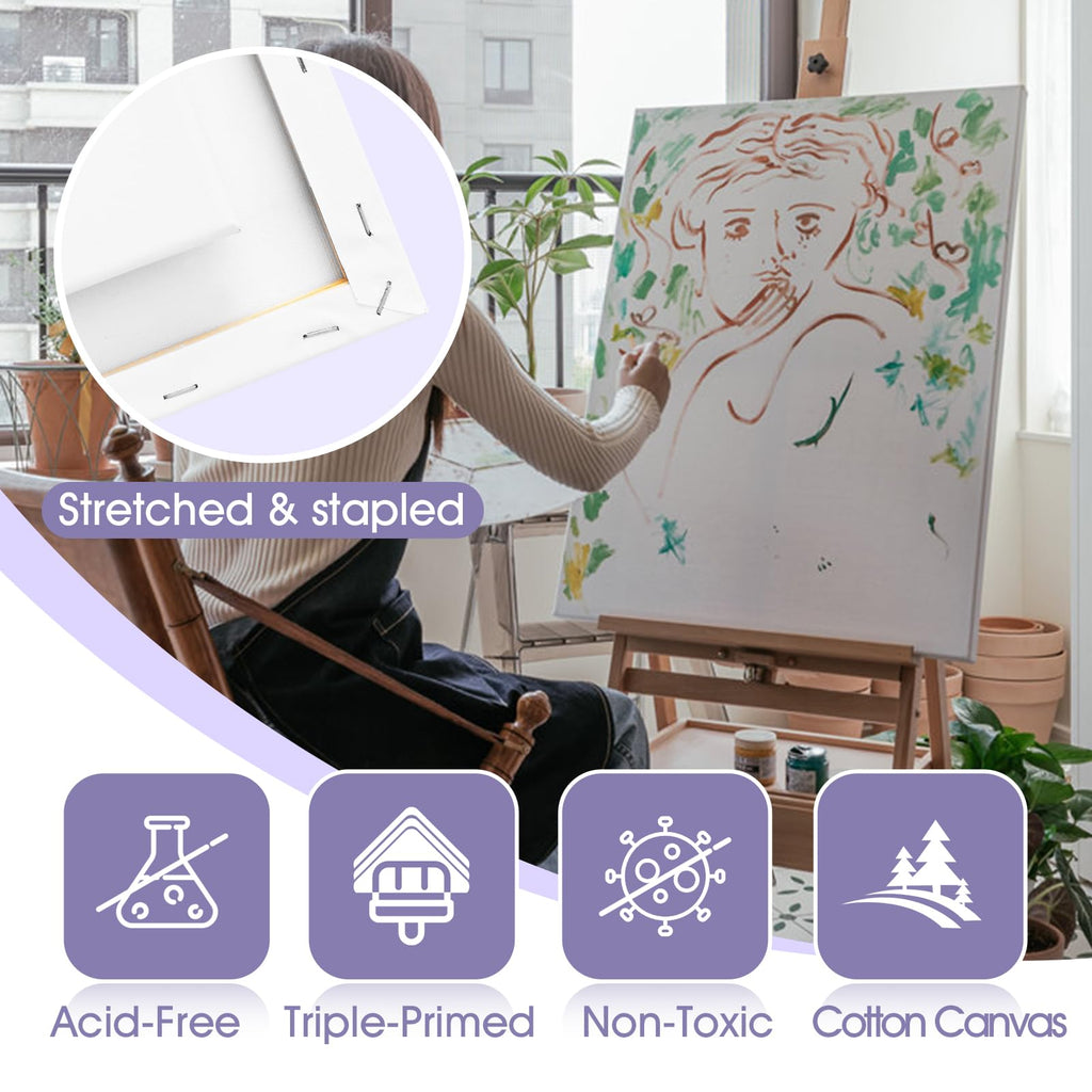 ESRICH Stretched Canvas for Painting 5x7, 48 Pack Small Canvases for Painting 5/8" Profile Primed Acid-Free Blank Painting Canvas for Kids & Artists for Decorations, Painting Parties.