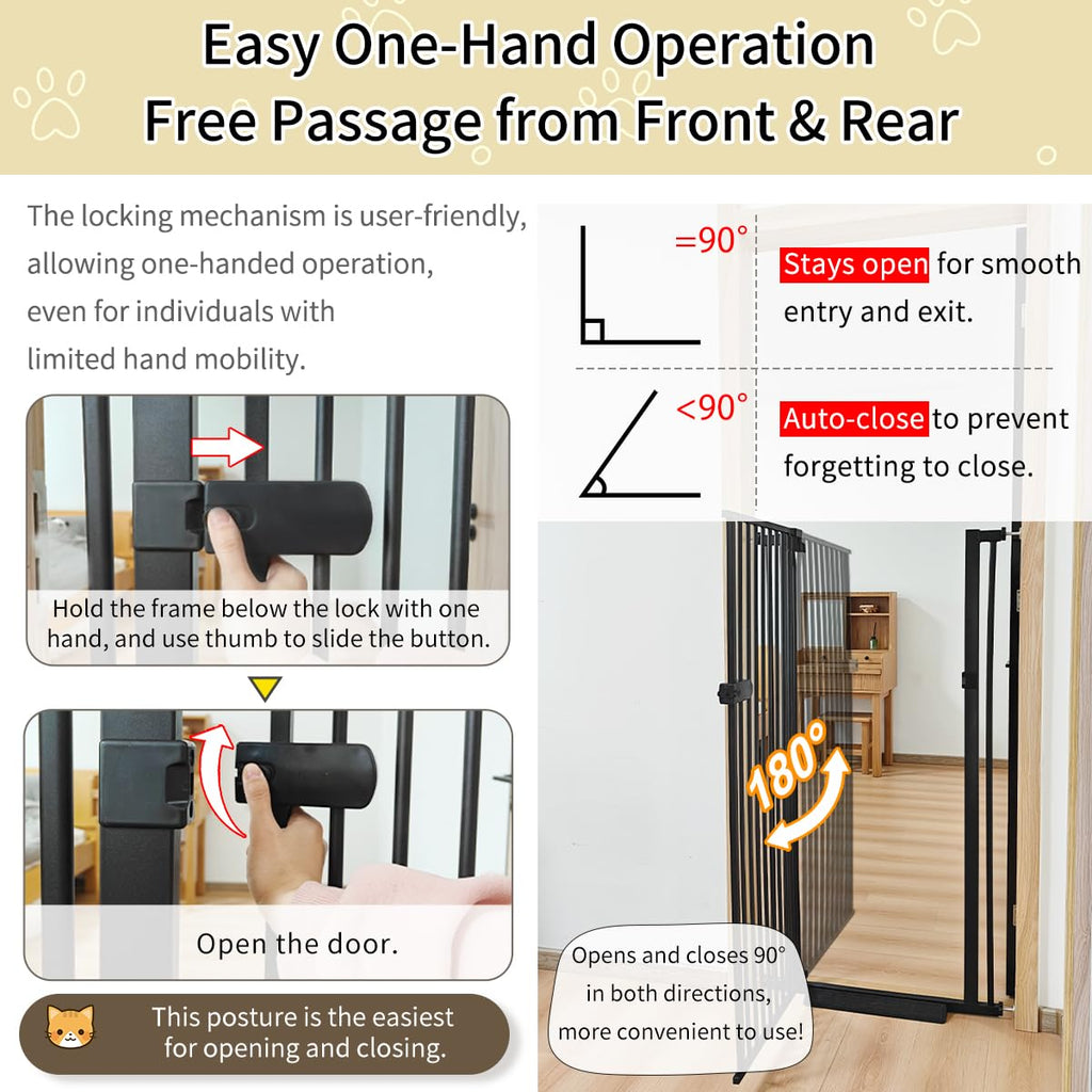 Lumizone Extra Tall Cat Gate Extension Kit 55.12" High 4.13" Wide Black | Tall Pet Gate Dog Gate for Doorway Hallway Stairs Pressure Mounted Extra Wide 1.37" Gap No Drilling