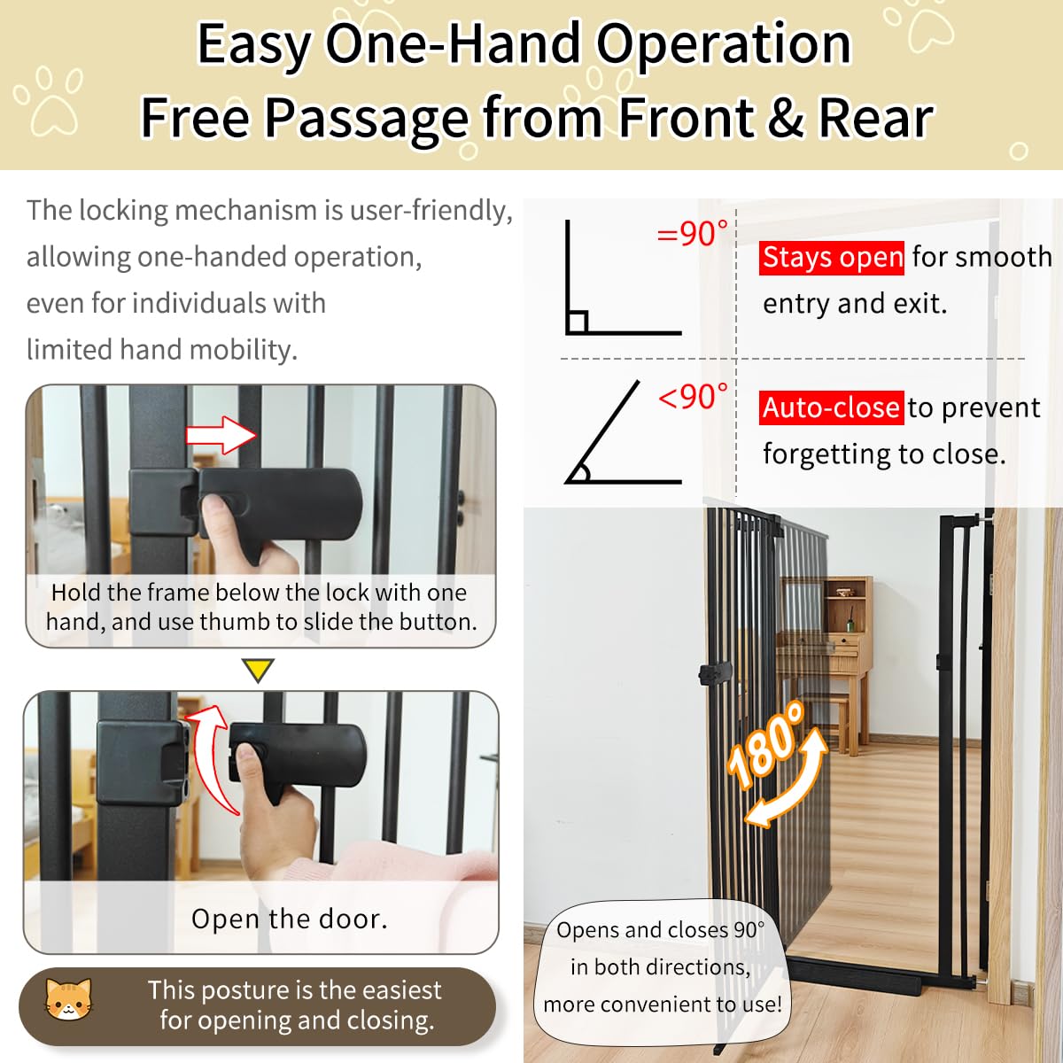 Lumizone Extra Tall Cat Gate Extension Kit 55.12" High 4.13" Wide Black | Tall Pet Gate Dog Gate for Doorway Hallway Stairs Pressure Mounted Extra Wide 1.37" Gap No Drilling