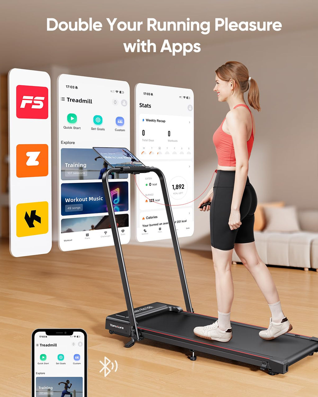 TOPUTURE Foldable Walking Pad with Incline, 4 in 1 Treadmill for Home & Office, 2.5HP Under Desk Treadmill, Portable Compact Treadmills Silent Remote Control, App & LED Display, Installation-Free