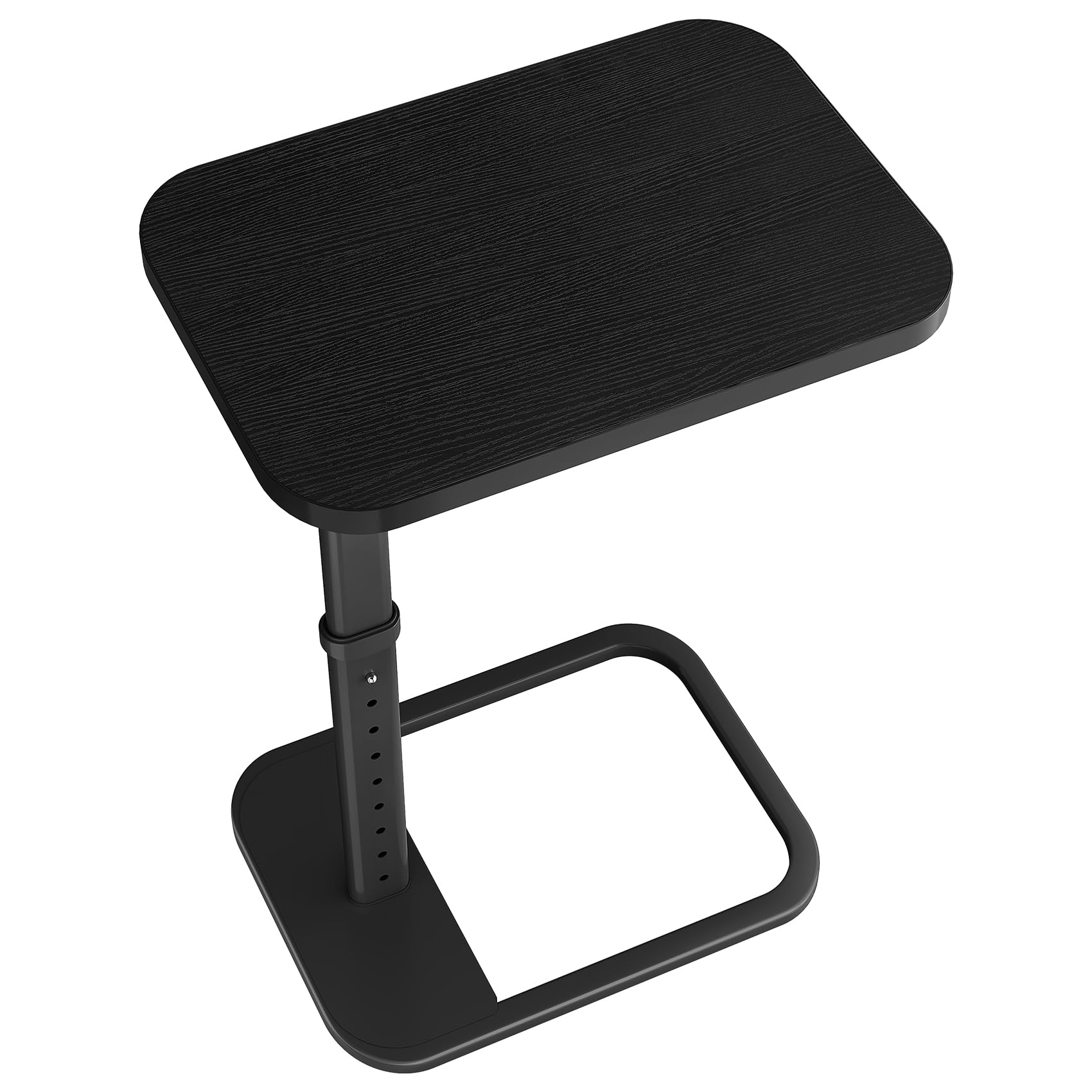 Kitstorack TV Tray Table, Adjustable Height & Rounded Metal Corners, Snack Table for Couch, Sofa, Bed, Chair, Living Room, C Shaped End Side Table for Eating, Dinner or Laptop, Small Spaces, Black