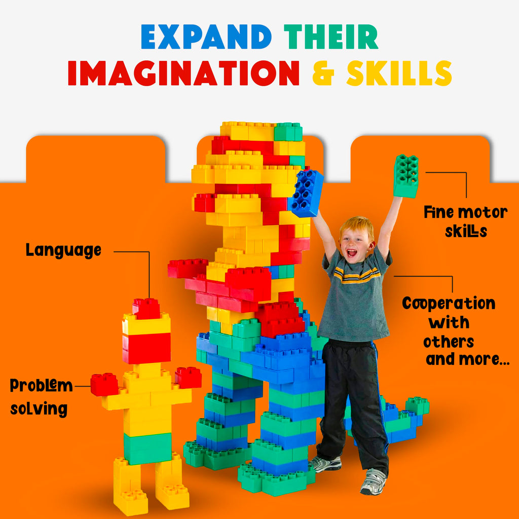 BiggoBlocks Large Building Blocks for Kids Ages 3-8 – 288 Piece Mega Set – Indoor & Outdoor STEM Toy for Boys & Girls