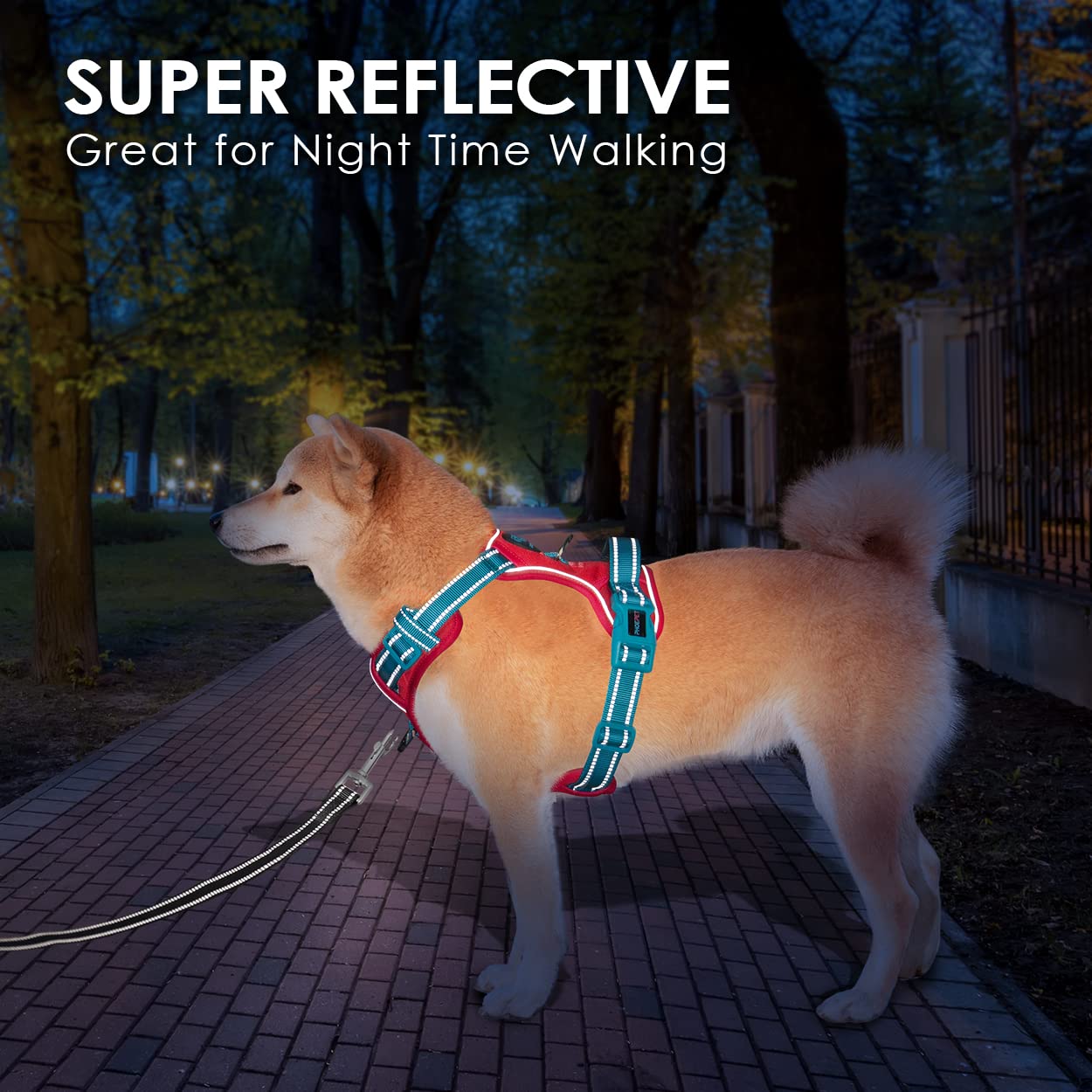 PHOEPET No Pull Dog Harness, Unique Colors Reflective Adjustable Dog Vest, with Soft Training Handle Metal Clips for Small Medium Large Dogs (Baby Blue Base & Pink Straps,S)