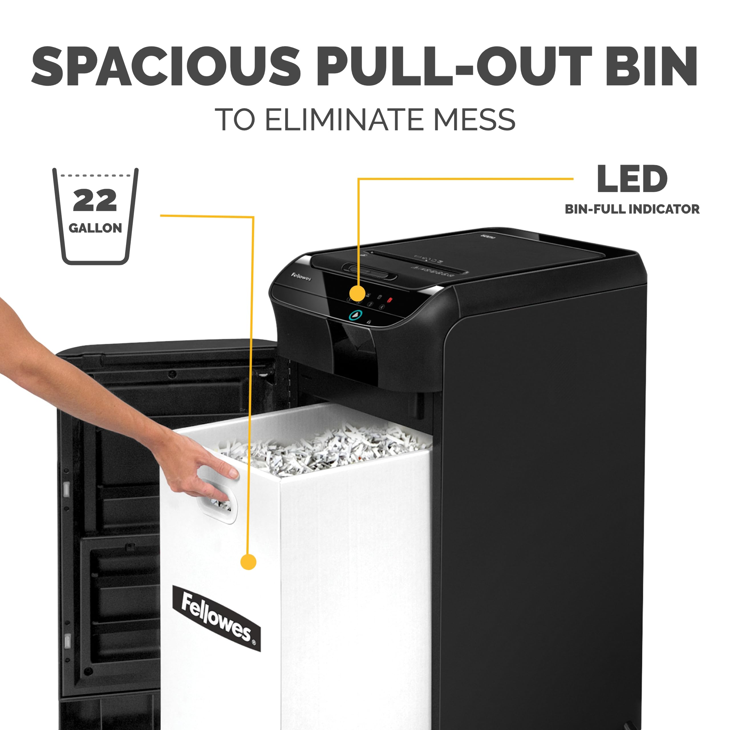 Fellowes AutoMax Micro-Cut 100M Commercial Office Auto Feed 2-in-1 Paper Shredder with 100-Sheet Capacity, Black