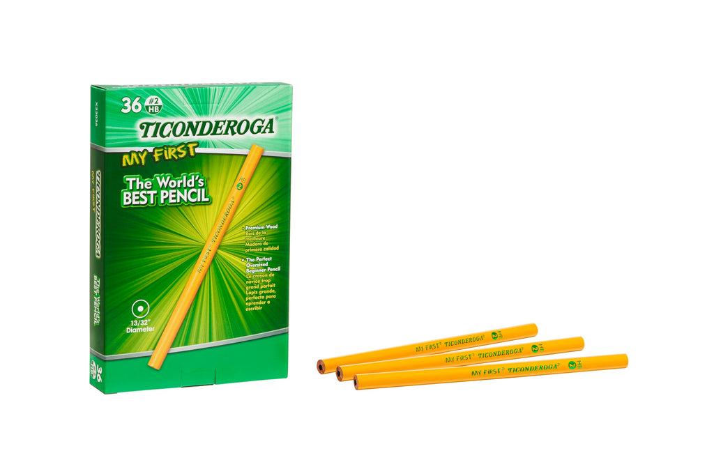 Ticonderoga My First Wood-Cased Pencils, #2 HB Soft, With Eraser, Yellow (X3336) (Pack of 6, 216 Count Total)