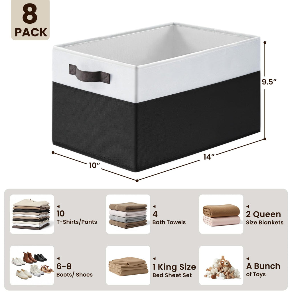 Criusia 4 Pack Baby Clothes Organizer Bins, Fabric Collapsible Storage Baskets with Handles, Odorless Storage Bins for Toy Clothes Nursery Kids Room Playroom Classroom (14L*10W*9.5H)