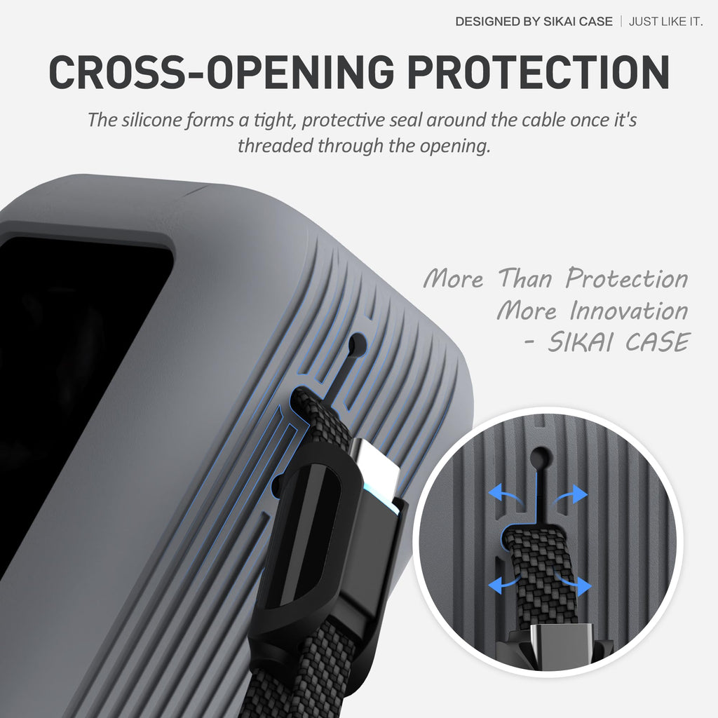 Silicone Case for Anker Laptop Power Bank (25,000mAh 165W) 1/4" Nut Hole,SD/SIM Card Storage, Display Protection&Dustproof, Travel Protective Cover Compatible with Anker Power Bank 165W/ A1695 (Black)